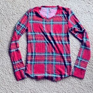 PINK plaid long sleeve shirt - XS